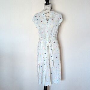 NWT Boden White Midi Shirt Dress with Multicolor Polka Dots